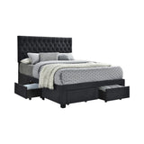 Soledad Queen 4-Drawer Button Tufted Storage Bed Charcoal