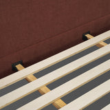 Solene Queen Upholstered Bedframe w/ Footbed | Curved Headboard | Burgundy Fabric by Mercana at Eve Furniture