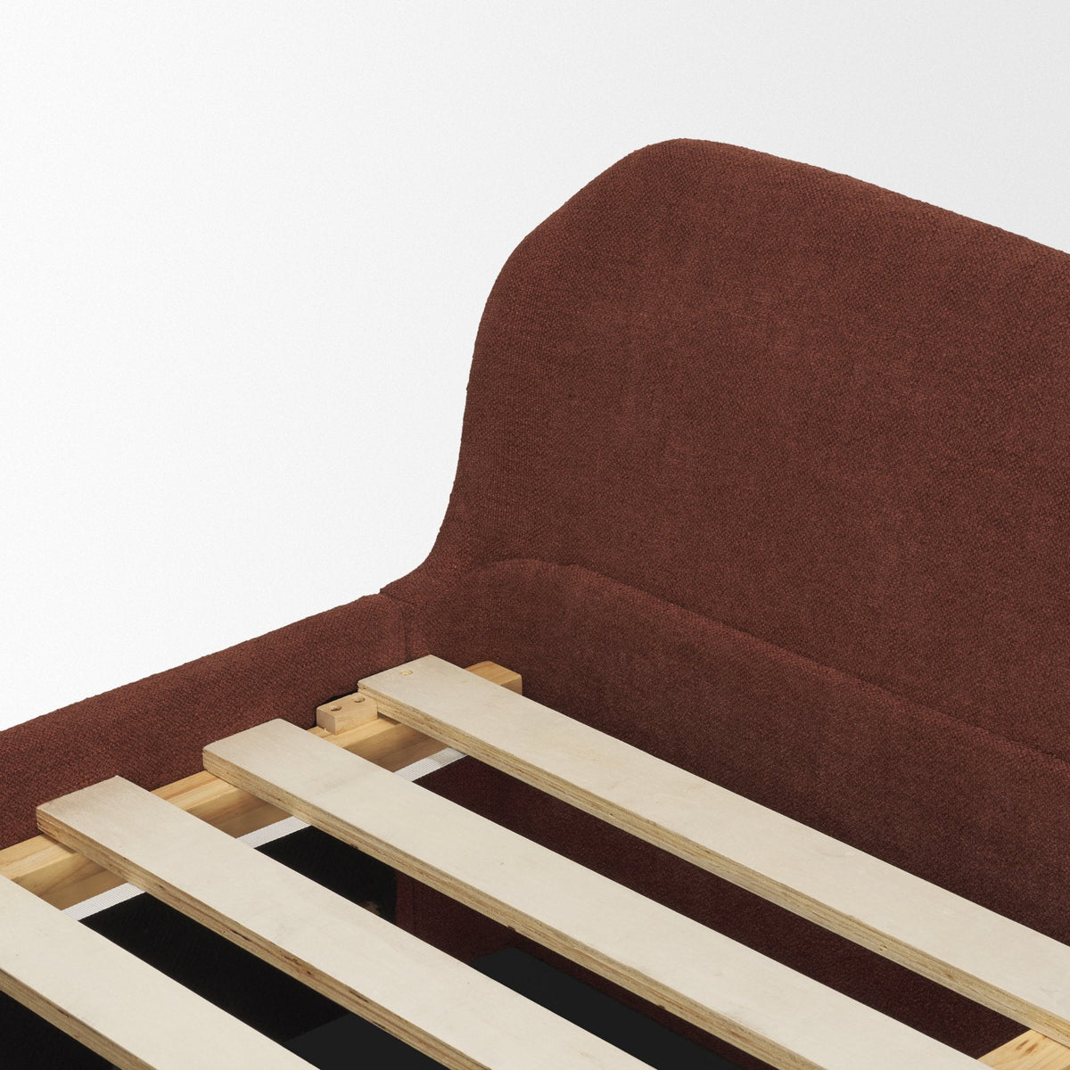 Solene Queen Upholstered Bedframe w/ Footbed | Curved Headboard | Burgundy Fabric by Mercana at Eve Furniture