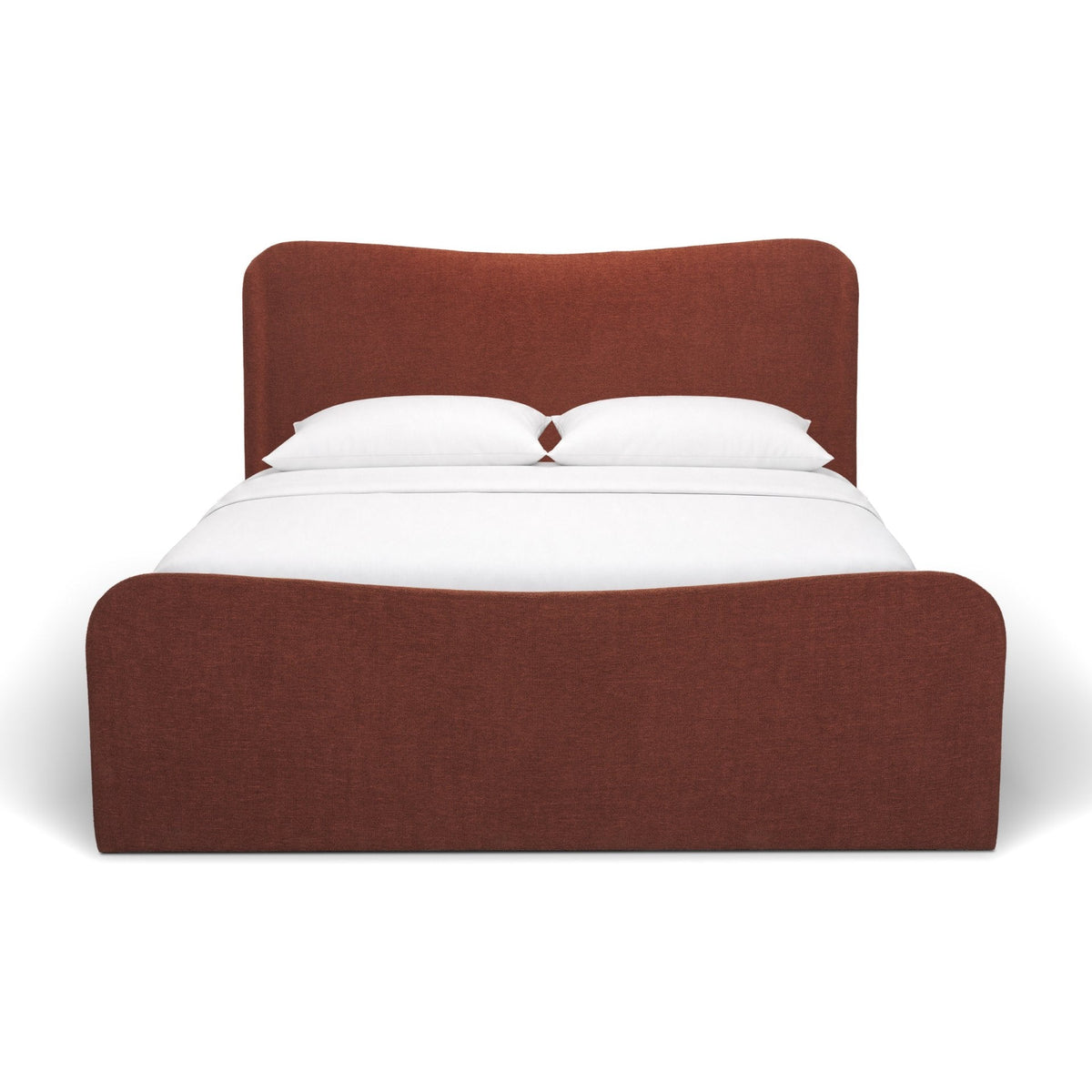 Solene Queen Upholstered Bedframe w/ Footbed | Curved Headboard | Burgundy Fabric by Mercana at Eve Furniture