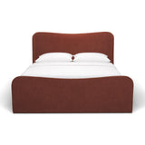 Solene Queen Upholstered Bedframe w/ Footbed | Curved Headboard | Burgundy Fabric by Mercana at Eve Furniture