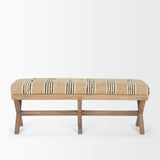 Solis 50L x 16W Brown Base Upholstered Beige/Black Stripe Seat Accent Bench by Mercana at Eve Furniture