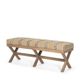 Solis 50L x 16W Brown Base Upholstered Beige/Black Stripe Seat Accent Bench by Mercana at Eve Furniture