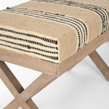 Solis Brown Base Upholstered Beige/Black Stripe Seat Accent Bench by Mercana at Eve Furniture