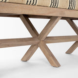 Solis Brown Base Upholstered Beige/Black Stripe Seat Accent Bench by Mercana at Eve Furniture