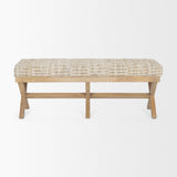 Solis II 50L x 16W Brown Base Beige Woven Leather Cushion Accent Bench by Mercana at Eve Furniture