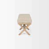 Solis II 50L x 16W Brown Base Beige Woven Leather Cushion Accent Bench by Mercana at Eve Furniture