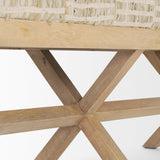 Solis II 50L x 16W Brown Base Beige Woven Leather Cushion Accent Bench by Mercana at Eve Furniture