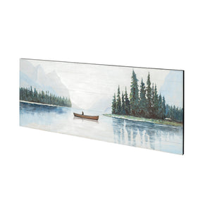 Solitude Canoe on the Lake Original Hand Painted on Wood Oil Painting by Mercana at Eve Furniture