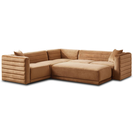 Solo Modular Corner Sectional Mid-Century Modern Sofa Cognac / Velvet