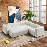 Solo Modular Corner Sectional Mid-Century Modern Sofa Cream / Velvet