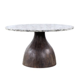 Solomon 54" Round Dining Table with Alaska White Marble and Blackwash Mango Base by Home Trends & Design at Eve Furniture