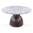Solomon 54" Round Dining Table with Alaska White Marble and Blackwash Mango Base by Home Trends & Design at Eve Furniture