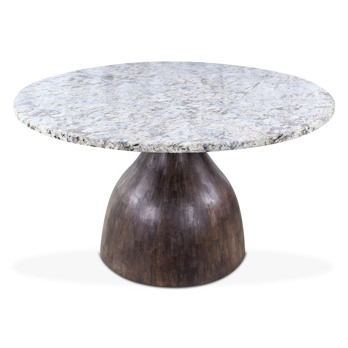 Solomon 54" Round Dining Table with Alaska White Marble and Blackwash Mango Base by Home Trends & Design at Eve Furniture