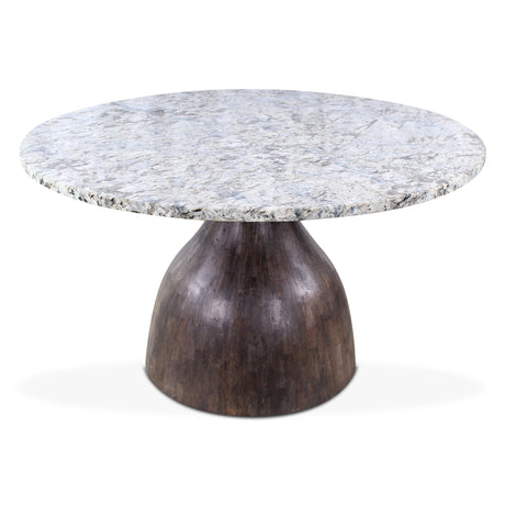 Solomon 54" Round Dining Table with Alaska White Marble and Blackwash Mango Base by Home Trends & Design at Eve Furniture