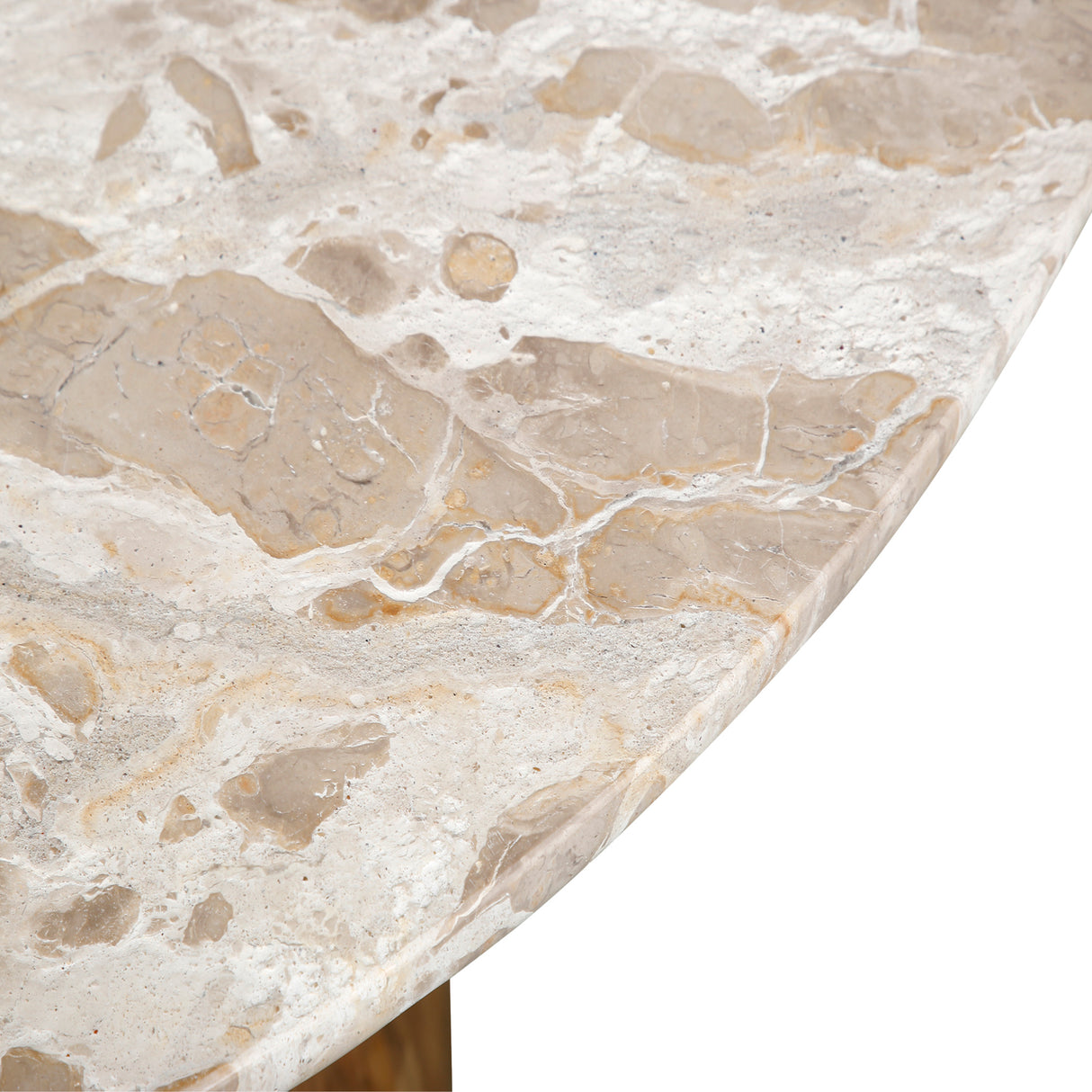 Solomon 54" Round Dining Table with Capri Beige Marble and Natural Mango Base by Home Trends & Design at Eve Furniture