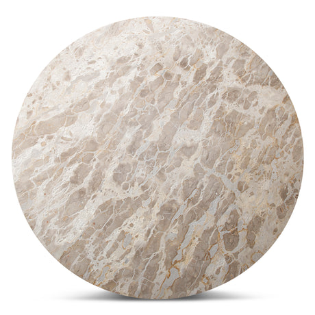 Solomon 54" Round Dining Table with Capri Beige Marble and Natural Mango Base by Home Trends & Design at Eve Furniture