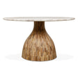 Solomon 54" Round Dining Table with Capri Beige Marble and Natural Mango Base by Home Trends & Design at Eve Furniture