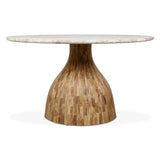 Solomon 54" Round Dining Table with Capri Beige Marble and Natural Mango Base by Home Trends & Design at Eve Furniture