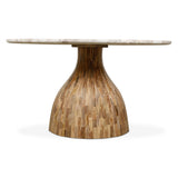 Solomon 54" Round Dining Table with Capri Beige Marble and Natural Mango Base by Home Trends & Design at Eve Furniture