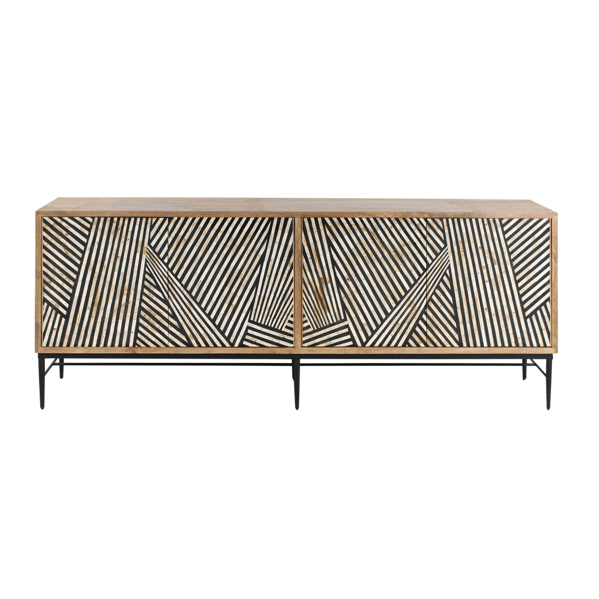 Solomon 80" Sideboard with Horn and Wood Inlay on Metal Base by Home Trends & Design at Eve Furniture