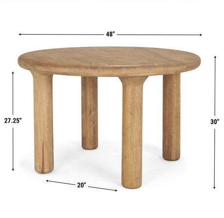Soma Light Brown Mango Wood Round Dining Table by Mercana at Eve Furniture