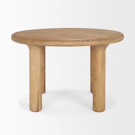 Soma Light Brown Mango Wood Round Dining Table by Mercana at Eve Furniture