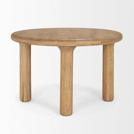 Soma Light Brown Mango Wood Round Dining Table by Mercana at Eve Furniture
