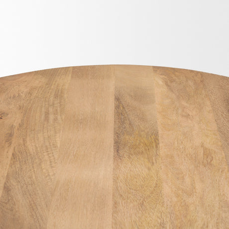 Soma Light Brown Mango Wood Round Dining Table by Mercana at Eve Furniture