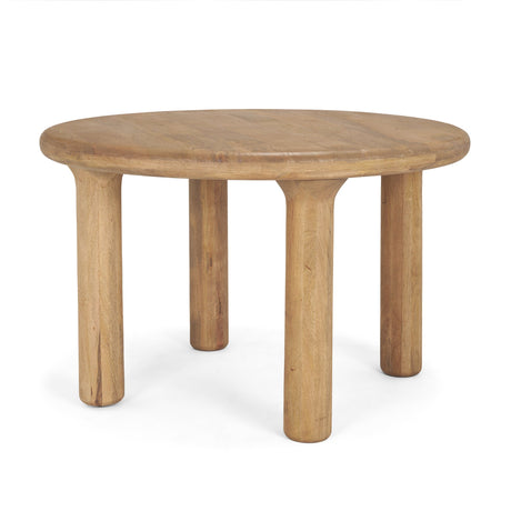 Soma Light Brown Mango Wood Round Dining Table by Mercana at Eve Furniture