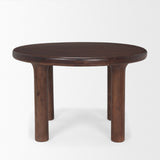Soma Red Brown Acacia Wood Round Dining Table by Mercana at Eve Furniture