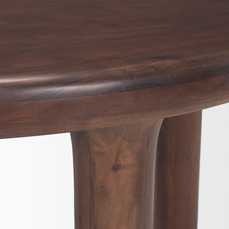 Soma Red Brown Acacia Wood Round Dining Table by Mercana at Eve Furniture