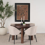 Soma Red Brown Acacia Wood Round Dining Table by Mercana at Eve Furniture