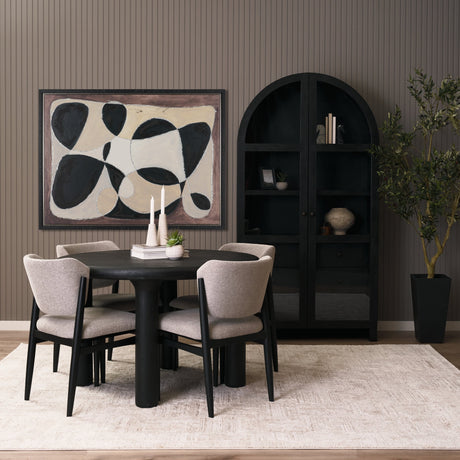 Soma Textured Black Mango Wood Round Dining Table by Mercana at Eve Furniture