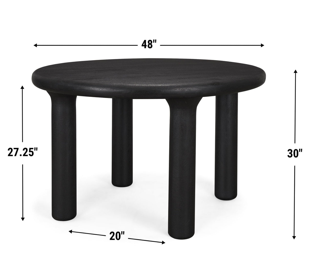 Soma Textured Black Mango Wood Round Dining Table by Mercana at Eve Furniture