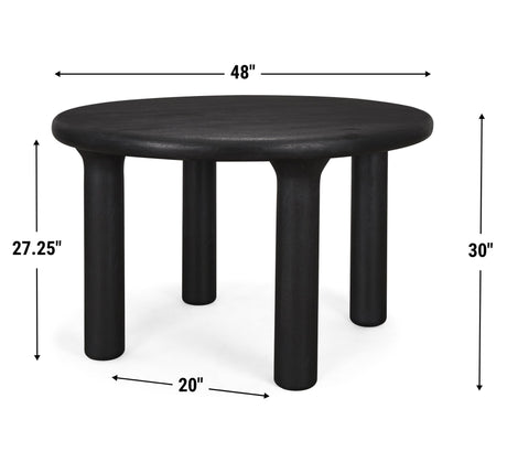 Soma Textured Black Mango Wood Round Dining Table by Mercana at Eve Furniture