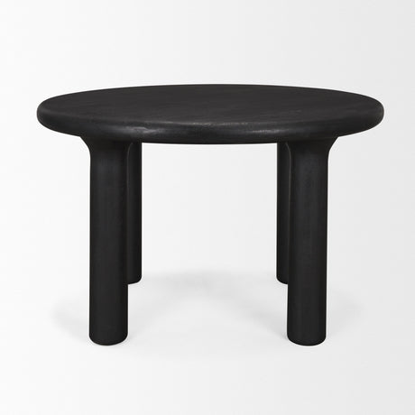 Soma Textured Black Mango Wood Round Dining Table by Mercana at Eve Furniture