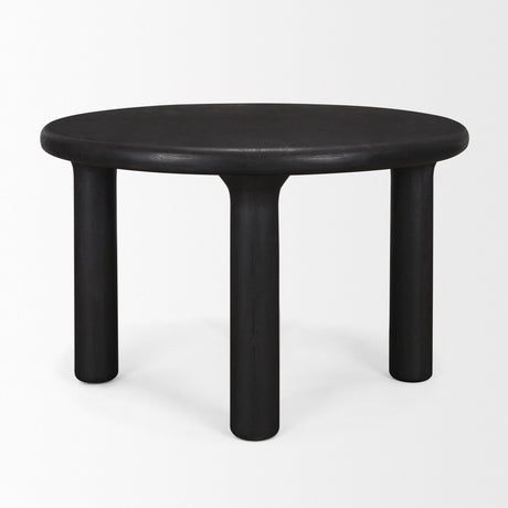 Soma Textured Black Mango Wood Round Dining Table by Mercana at Eve Furniture