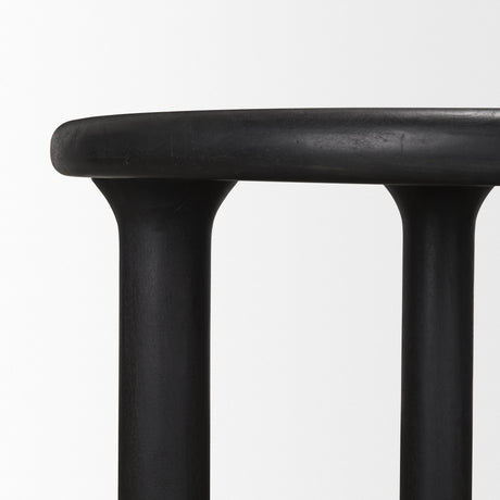 Soma Textured Black Mango Wood Round Dining Table by Mercana at Eve Furniture