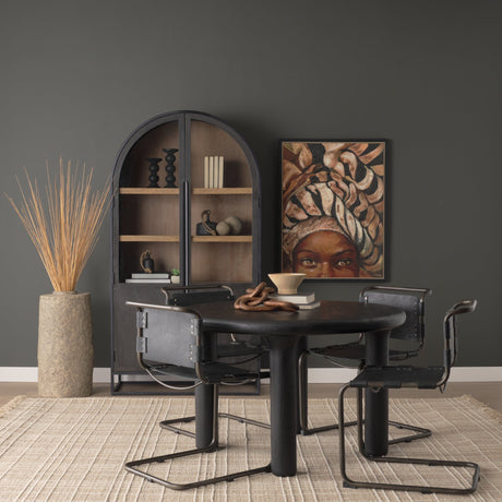 Soma Textured Black Mango Wood Round Dining Table by Mercana at Eve Furniture