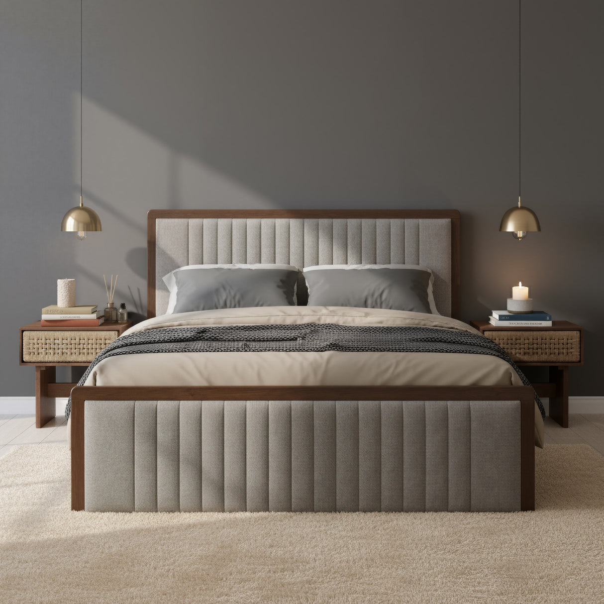 Somune Gray & Walnut King Bed by Zuomod at Eve Furniture