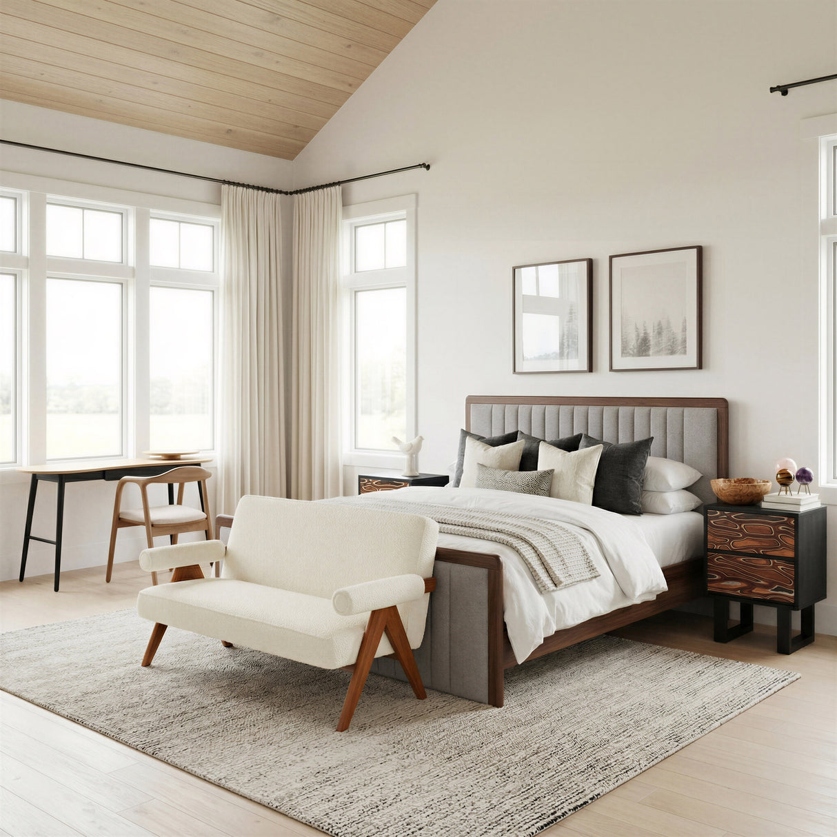 Somune Gray & Walnut King Bed by Zuomod at Eve Furniture