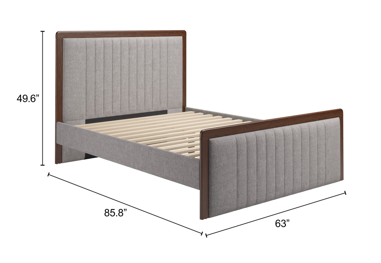 Somune Gray & Walnut Queen Bed by Zuomod at Eve Furniture
