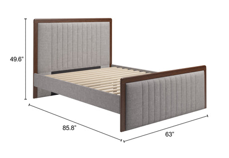 Somune Gray & Walnut Queen Bed by Zuomod at Eve Furniture