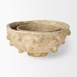 Sonam Set of 2 Beige Paper Mache Spiked Bowls by Mercana at Eve Furniture