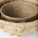 Sonam Set of 2 Beige Paper Mache Spiked Bowls by Mercana at Eve Furniture