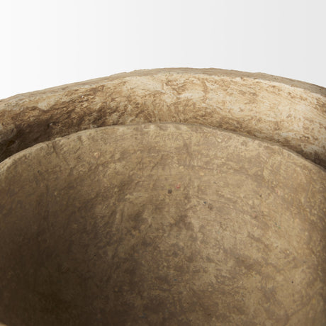 Sonam Set of 2 Beige Paper Mache Spiked Bowls by Mercana at Eve Furniture