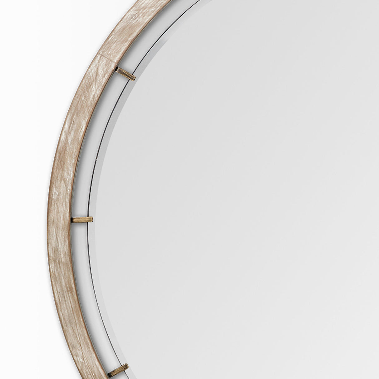 Sonance Round Brown Wood Frame Mirror by Mercana at Eve Furniture