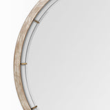 Sonance Round Brown Wood Frame Mirror by Mercana at Eve Furniture