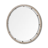 Sonance Round Brown Wood Frame Mirror by Mercana at Eve Furniture